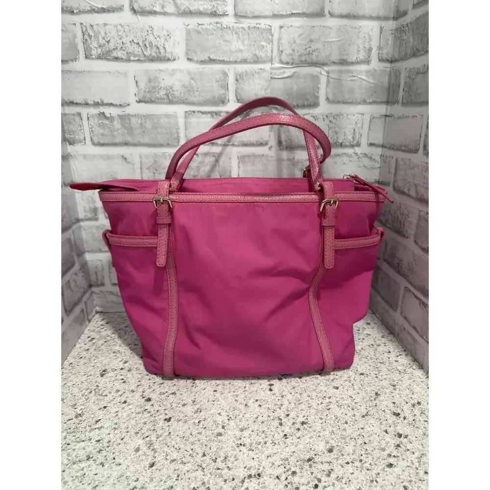 Kate Spade Union Street Opus Tote Bag in Fuchsia Pink Nylon with Leather Trim